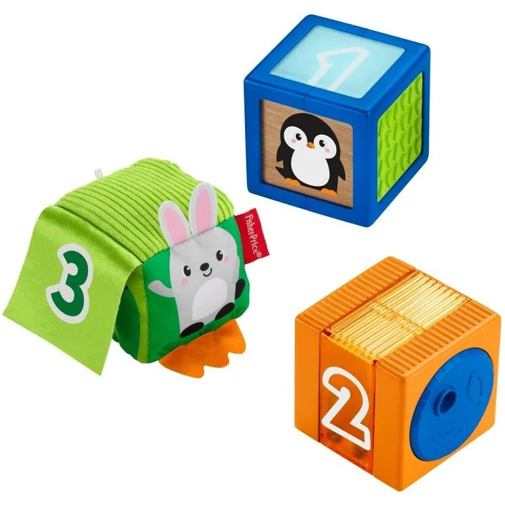 Fisher-Price GJW13 - Babys bunte Tierbausteine, 3 bunte Spielzeuge für Babys ab 6 Monaten