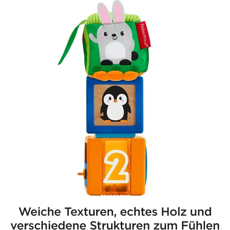 Fisher-Price GJW13 - Babys bunte Tierbausteine, 3 bunte Spielzeuge für Babys ab 6 Monaten – Bild 3
