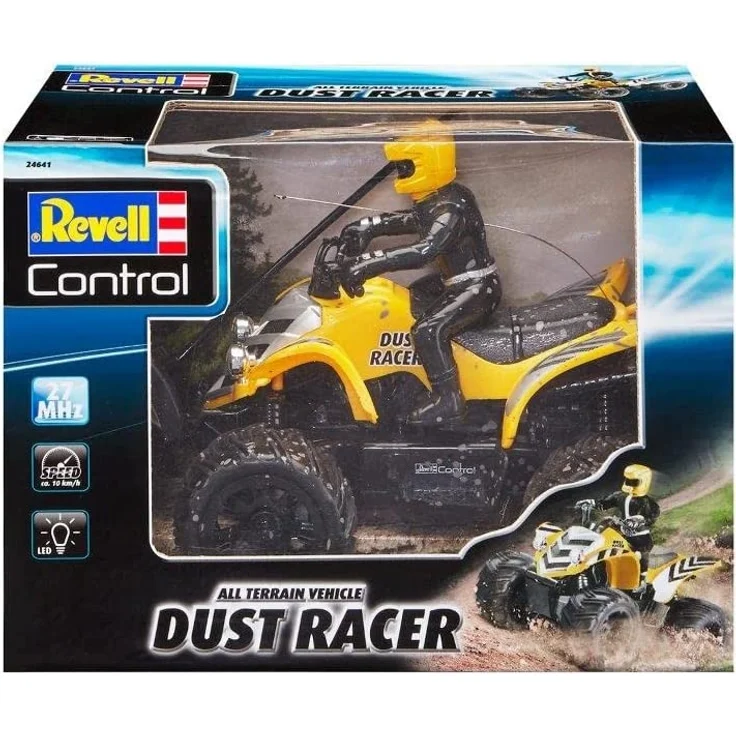 Revell 24641 New Dust Racer 8 RC Quadbike, ferngesteuertes Quad in Used-Look mit 2-Kanal 27 MHz Fernsteuerung für Einsteiger, gelb, 220 x 170 x 210 mm – Bild 2