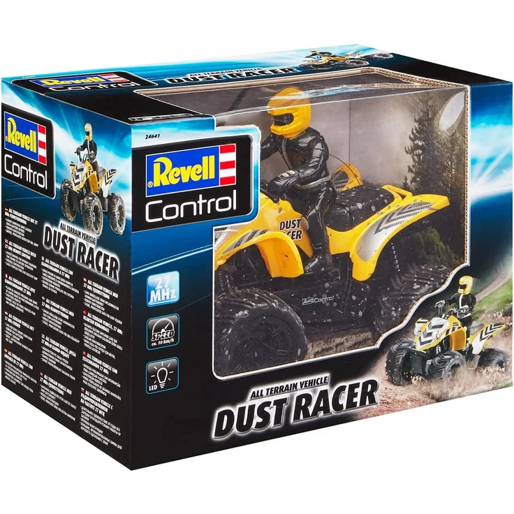 Revell 24641 New Dust Racer 8 RC Quadbike, ferngesteuertes Quad in Used-Look mit 2-Kanal 27 MHz Fernsteuerung für Einsteiger, gelb, 220 x 170 x 210 mm – Bild 8