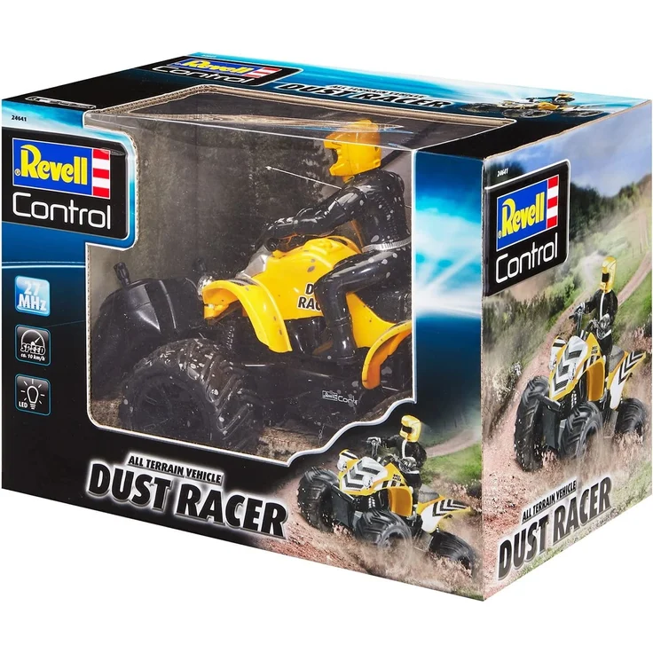 Revell 24641 New Dust Racer 8 RC Quadbike, ferngesteuertes Quad in Used-Look mit 2-Kanal 27 MHz Fernsteuerung für Einsteiger, gelb, 220 x 170 x 210 mm – Bild 9