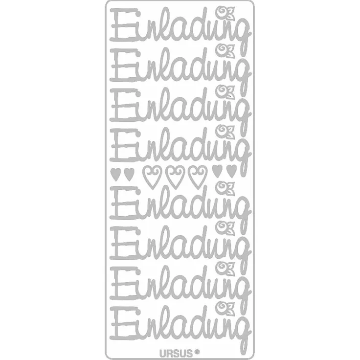 Ursus 59310077 - Kreativ Sticker, Einladung groß, 5 Blatt, silber