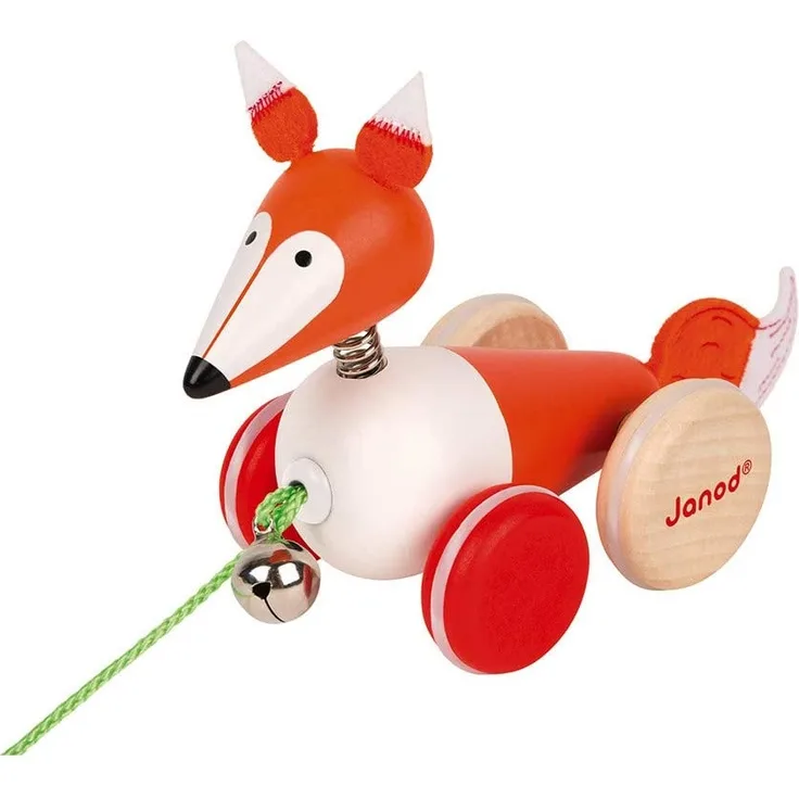 Janod J08191 Zigolos Nachziehtier aus Holz, Fuchs