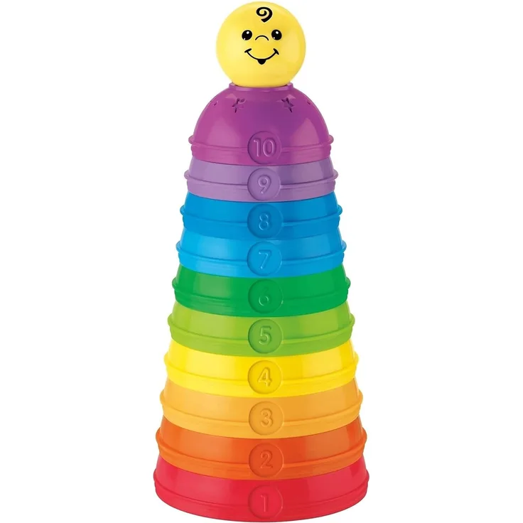 Mattel Fisher-Price W4472 - Brilliant Basics Stack und Roll Cups Spielkugel-Pyramide