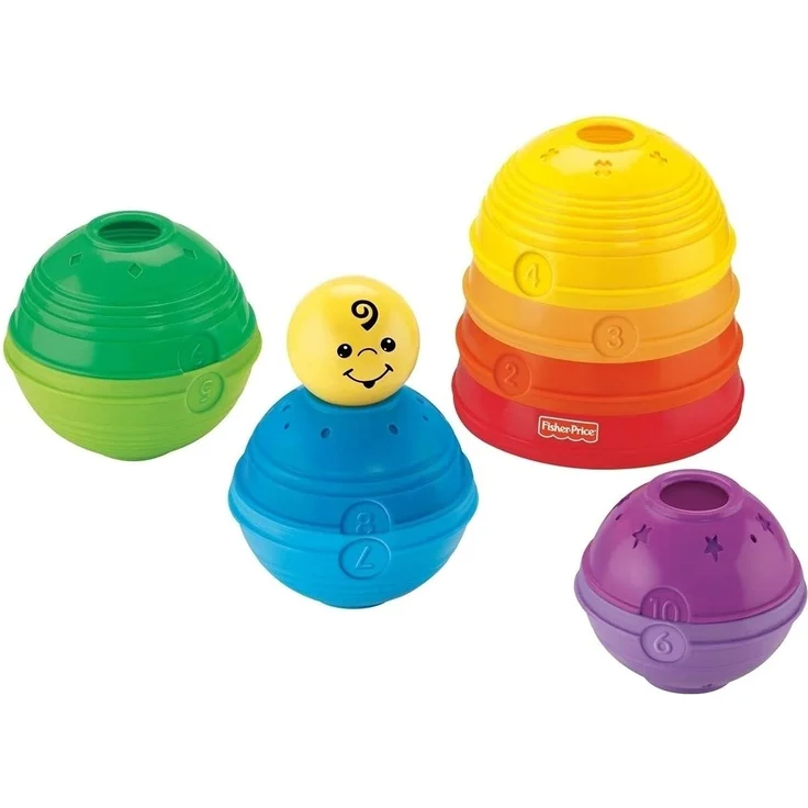 Mattel Fisher-Price W4472 - Brilliant Basics Stack und Roll Cups Spielkugel-Pyramide – Bild 2