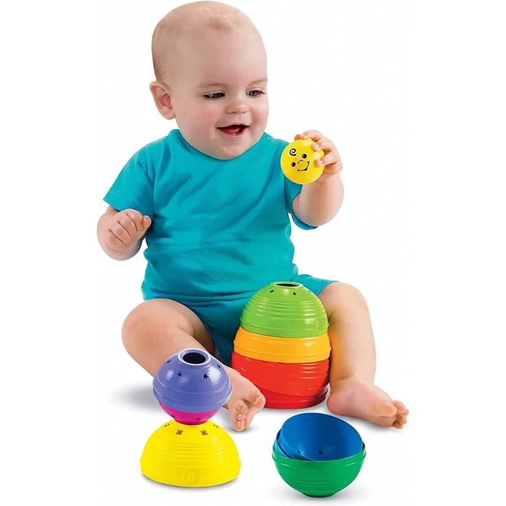 Mattel Fisher-Price W4472 - Brilliant Basics Stack und Roll Cups Spielkugel-Pyramide – Bild 3