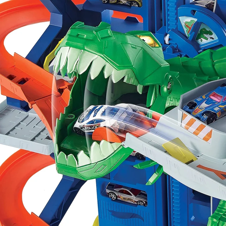 Mattel GJL14 - Hot Wheels - Megacity Parkgarage mit T-Rex-Angriff – Bild 4