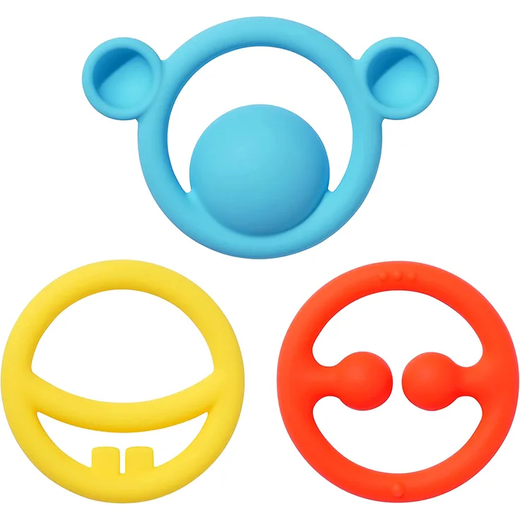 MOLUK 43400 Nigi, Nagi & Nogi, innovatives Greif-und Beißspielzeug, Lernspielzeug, Primary Colors, Babyspielzeug ab 0+ Monaten, gelb, rot, blau