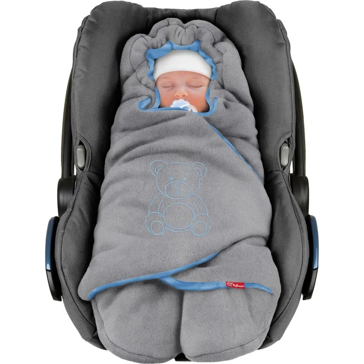 ByBoom Baby Winter-Einschlagdecke"Das Original mit dem Bären", Universal für Babyschale, Autositz, z. B. für Maxi-Cosi, Römer, für Kinderwagen, Buggy oder Babybett