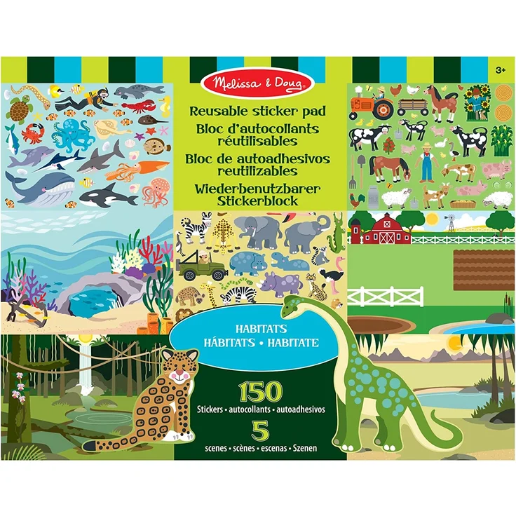 Melissa & Doug wiederverwendbares Stickerbrett – Lebensräume | Aktivitätsbrett | Stickerbrett | 3+ | Geschenk für Jungen oder Mädchen - Preisvergleich – Bild 1