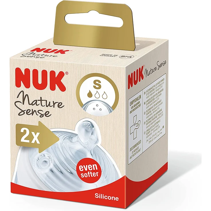 NUK Nature Sense Trinksauger für Babyflaschen | 0–18 Monate | Anti-Colic-Ventil | Größe S | BPA-frei | 2 Stück – Bild 1