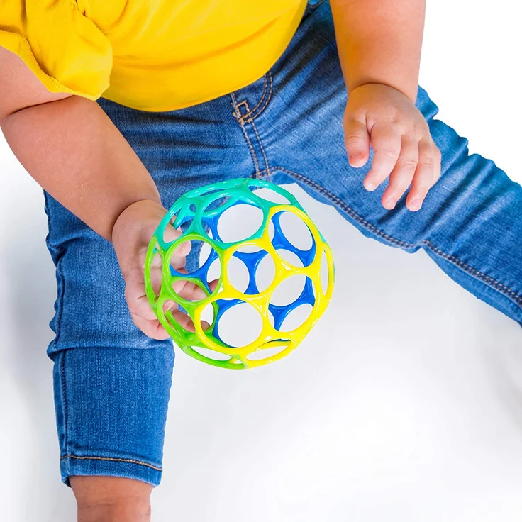 Bright Starts, Oball Classic, Flexibles und leicht Greifbares Design für Kinder jeden Alters, Blau/Grün – Bild 3