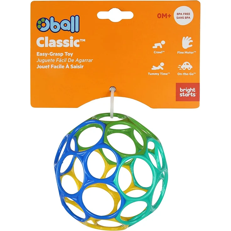 Bright Starts, Oball Classic, Flexibles und leicht Greifbares Design für Kinder jeden Alters, Blau/Grün – Bild 4