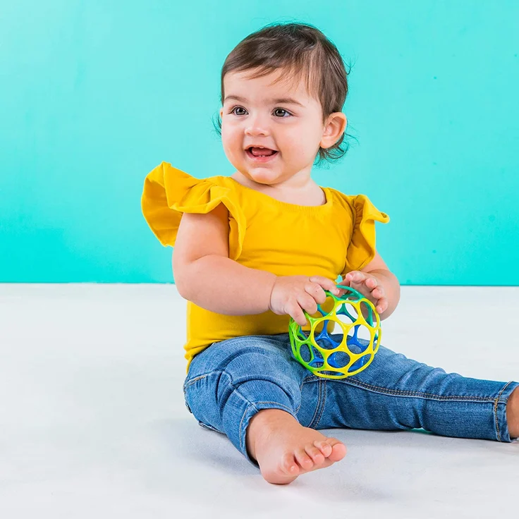 Bright Starts, Oball Classic, Flexibles und leicht Greifbares Design für Kinder jeden Alters, Blau/Grün – Bild 2