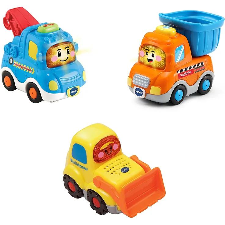 Vtech 80-242174 Tut Tut Baby Flitzer - 3er Set Baustellenfahrzeuge (Abschleppfahrz., Kipplaster, Bulldozer), Babyautos, Mehrfarbig