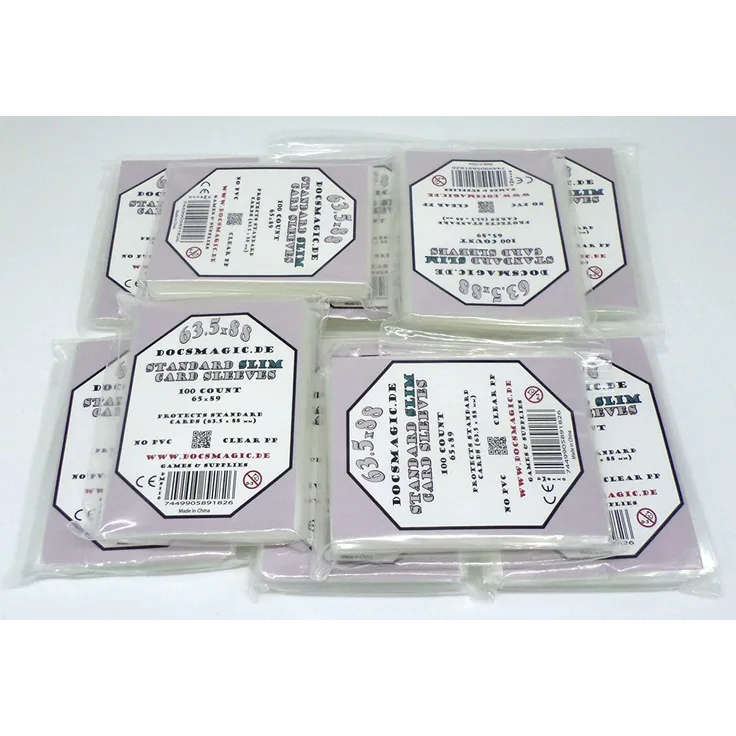 docsmagic. de 10 x 100 Board Card Game Sleeves Clear - Slim Standard - 65 x 90 - Klar Kartenhüllen