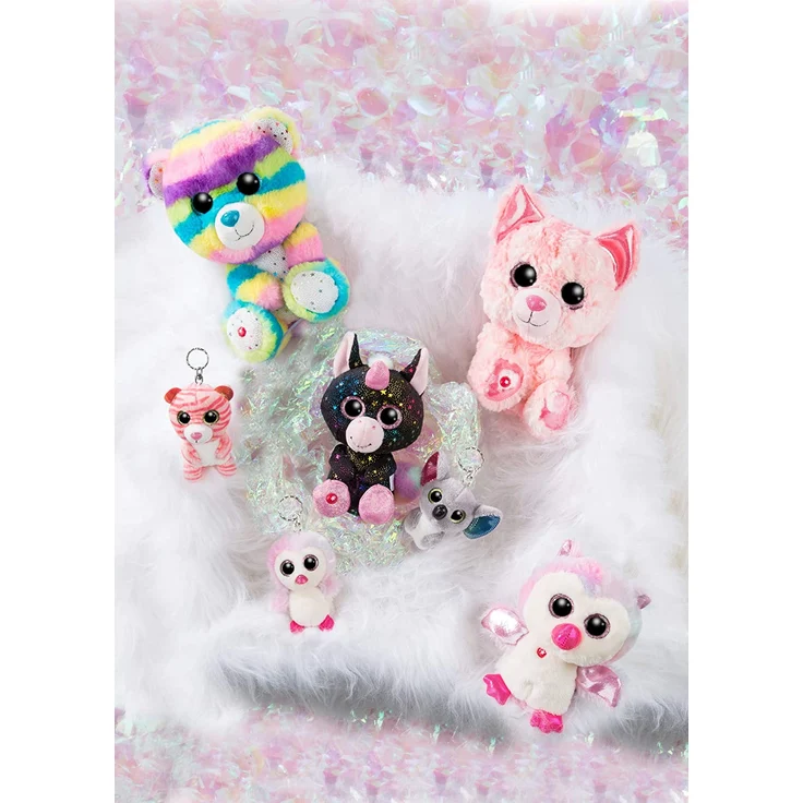 Nici 46314 Glubschis Einhorn Vita-Mi 9cm Schlüsselanhänger, Plüschtieranhänger mit Schlüsselring, Stofftierschlüsselhalter, Schwarz/Bunt – Bild 4
