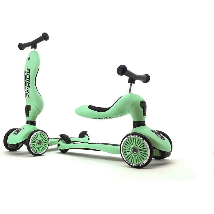 Scoot & Ride 'Highwaykick 1' Kickboard, ab 12 Monaten, 3-fach höhenverstellbar bis 64 cm, 2in1 mit Sitz, max. belastbar bis 50 kg, kiwi – Bild 3