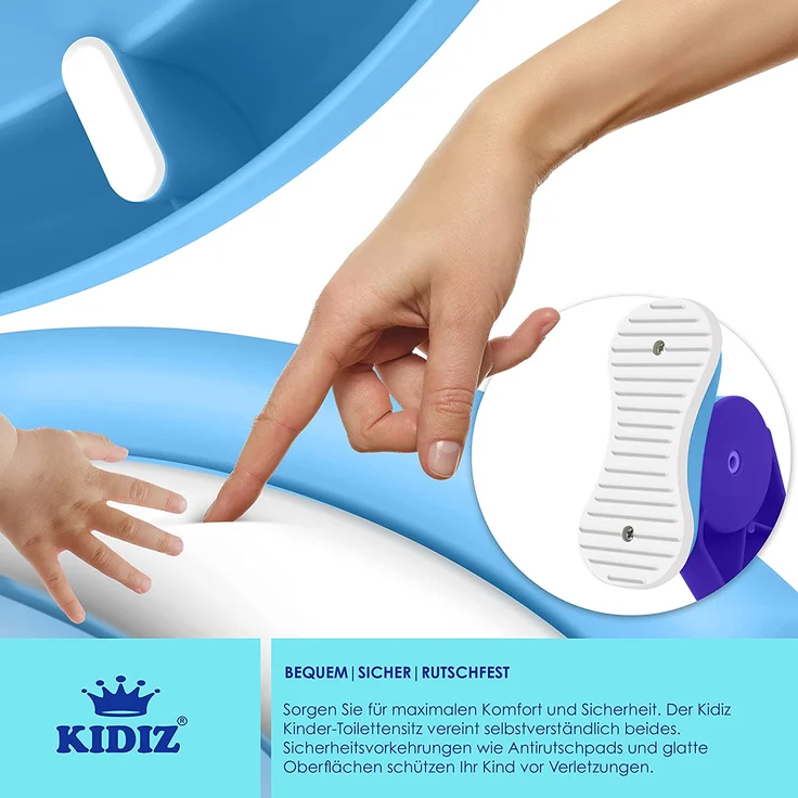 KIDIZ® Kinder Toilettensitz Toilettentrainer mit Treppe und Griffe Faltbar Kindertoilette WC Sitz Töpfchentrainer Lerntöpfchen bequemem Kissen und breiten Stufen Toilettentreppe höhenverstellbar Blau – Bild 5