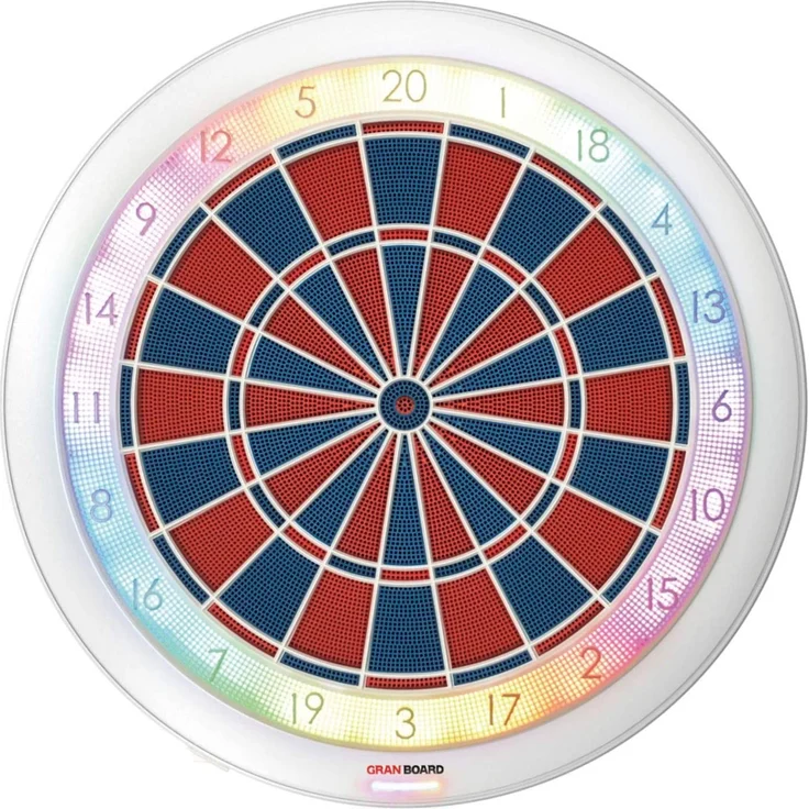 GranBoard '132' Online Dart Board, LED-Beleuchtung, Turniermaße, weiß – Bild 1