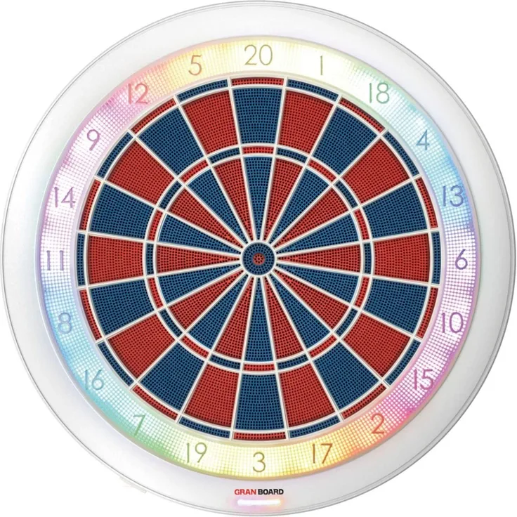 GranBoard '132' Online Dart Board, LED-Beleuchtung, Turniermaße, weiß