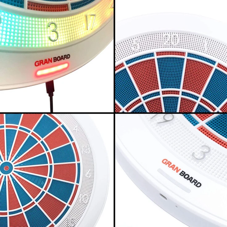 GranBoard '132' Online Dart Board, LED-Beleuchtung, Turniermaße, weiß – Bild 2