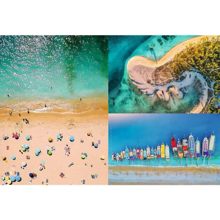 Trefl 26192 1500 Elemente, dickster Karton, Bio, ECO, Luftlandschaft, Collage, Strand, Urlaub, Unterhaltung für Erwachsene und Kinder ab 12 Jahren, UFT-Puzzle Aerial Mindblow: Waiting for High Tide – Bild 2