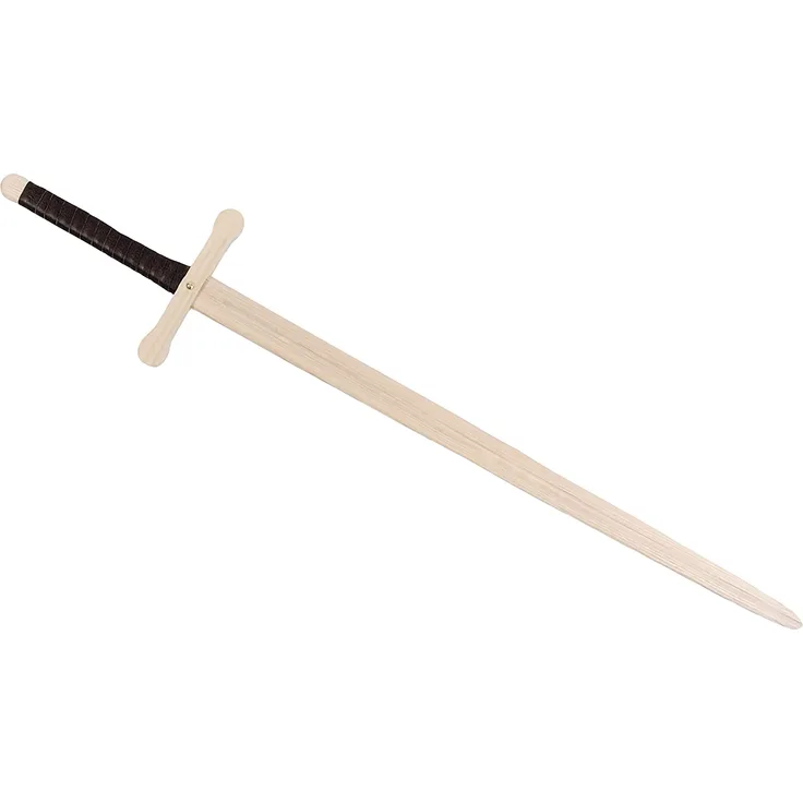 BestSaller 1007 Ritter Zweihand Schwert, Holz, 107 cm, mit lederumwickeltem Griff, natur