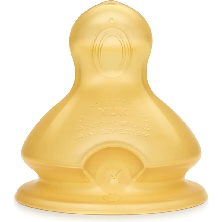 NUK 10121020 First Choice+ Latex-Trinksauger, für ein natürliches Trinkgefühl, kiefergerechte Form, Größe 2, ab 6-18 Monate, M für Milch, 2 Stück