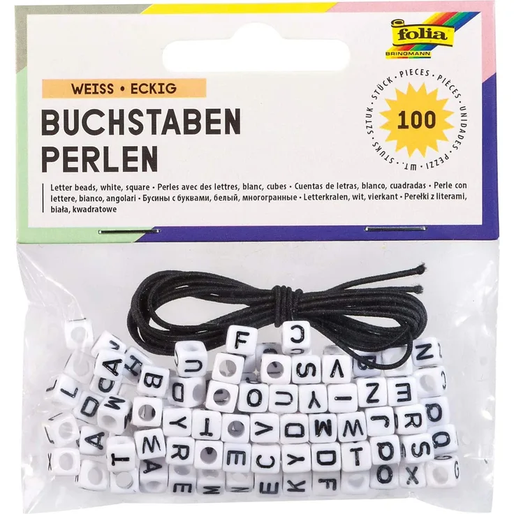 Buchstaben-Perlen - 100 Stück - weiß