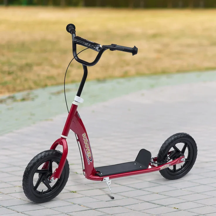 Kinderroller Anti-Rutsch Trittfläche, Metallfahrradständer zum Parken, (Farbe: rot) – Bild 2