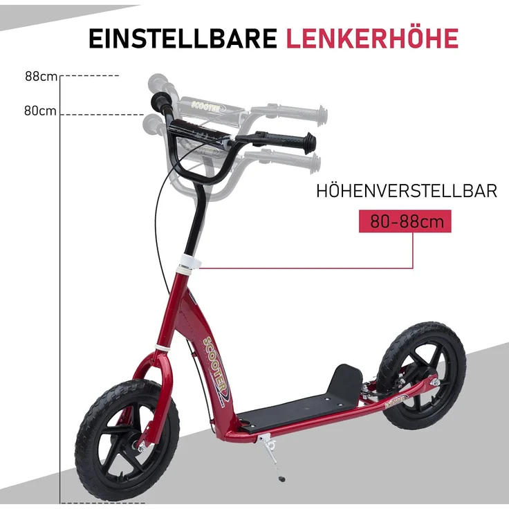 Kinderroller Anti-Rutsch Trittfläche, Metallfahrradständer zum Parken, (Farbe: rot) – Bild 5