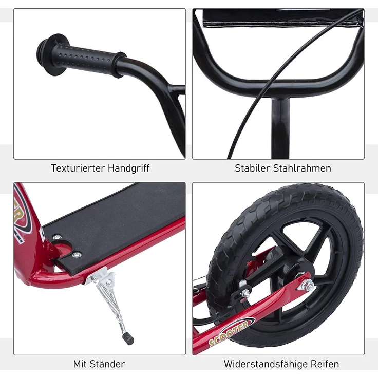 Kinderroller Anti-Rutsch Trittfläche, Metallfahrradständer zum Parken, (Farbe: rot) – Bild 7