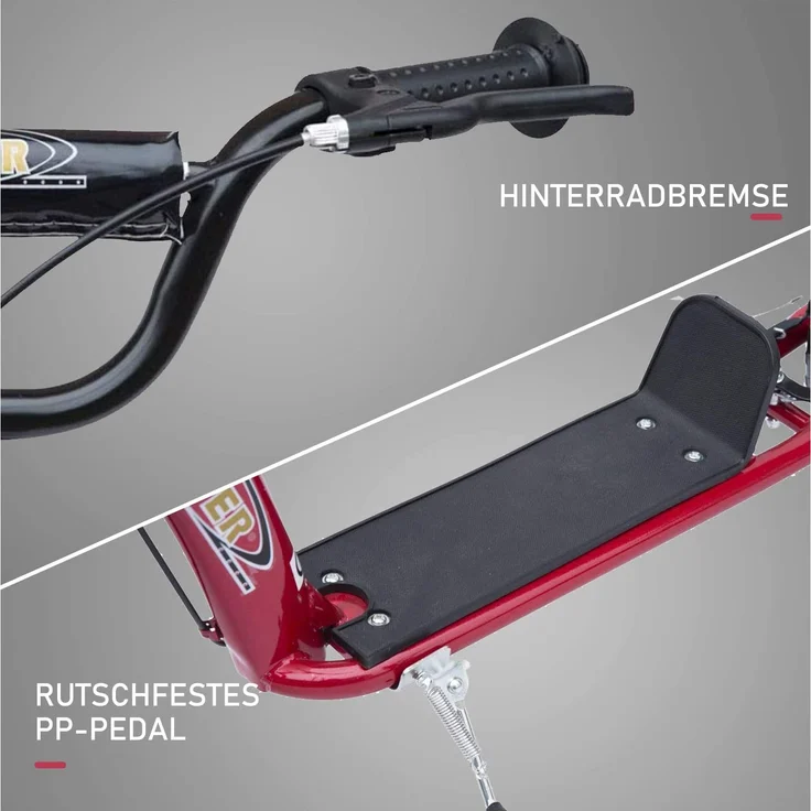 Kinderroller Anti-Rutsch Trittfläche, Metallfahrradständer zum Parken, (Farbe: rot) – Bild 6