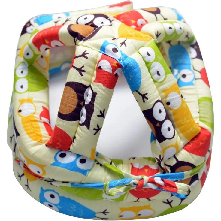 IULONEE Baby Helm Kopfschutz Kleinkind Schutzhut Baumwolle Verstellbarer Sicherheitshelm(Eule Gelb) – Bild 4