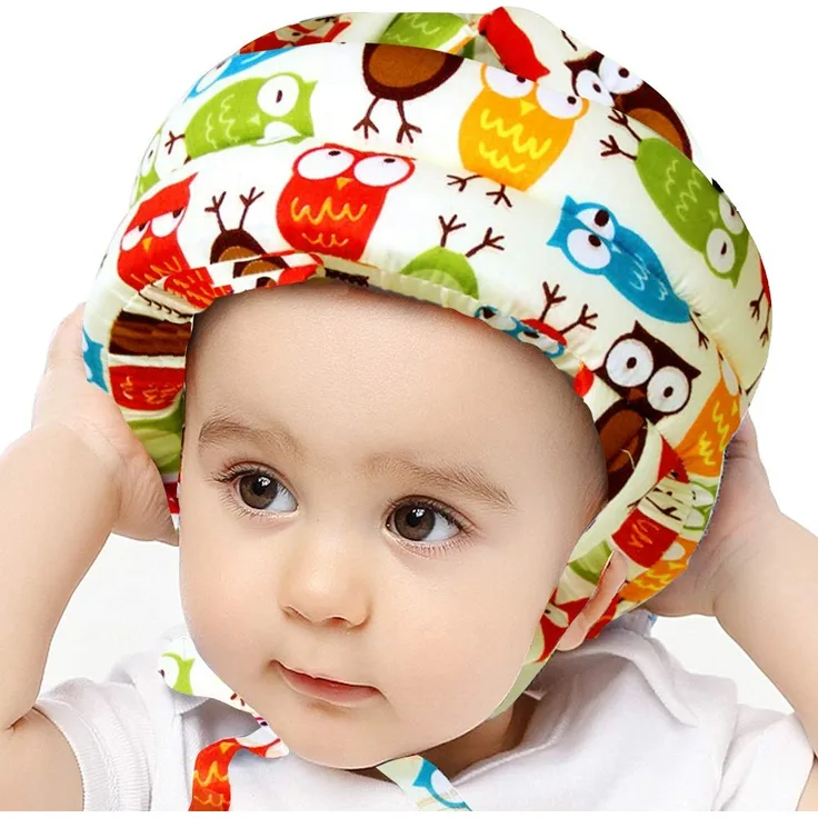 IULONEE Baby Helm Kopfschutz Kleinkind Schutzhut Baumwolle Verstellbarer Sicherheitshelm(Eule Gelb)