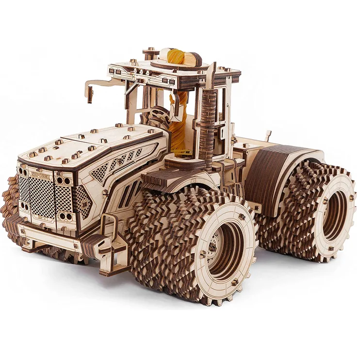 EWA Eco-Wood-Art Eco Wood Art - Traktor KIROVETS K-7M - Mechanischer Traktor dreidimensionales Puzzle für Erwachsene und Jugendliche - Kollektion ohne Klebstoff - 596 Details, Farbe Natur
