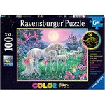 Ravensburger Kinderpuzzle 13670 - Einhörner im Mondschein 100 Teile XXL - Puzzle für Kinder ab 6 Jahren - Leuchtet im Dunkeln