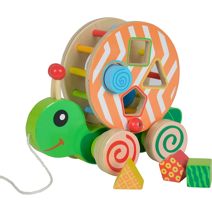 Eichhorn Nachzieh-Stecktier, mit 4 versch. Steckbausteinen, Birkenholzspielzeug mit Bewegung, für Kinder ab 1 Jahr, Größe: 15x24x19,5cm – Bild 2