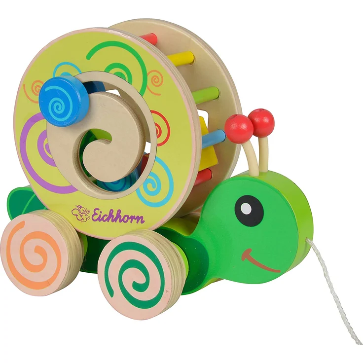 Eichhorn Nachzieh-Stecktier, mit 4 versch. Steckbausteinen, Birkenholzspielzeug mit Bewegung, für Kinder ab 1 Jahr, Größe: 15x24x19,5cm – Bild 4