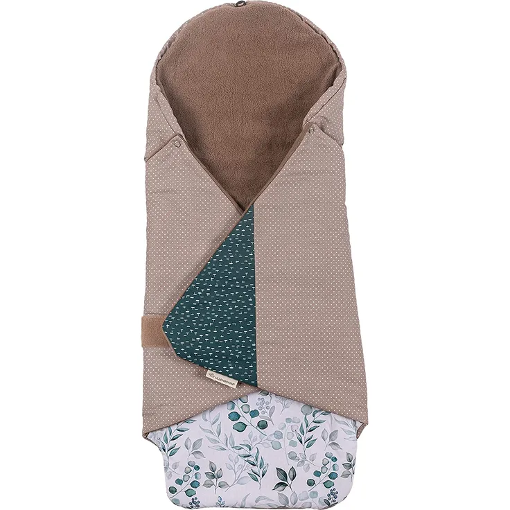 ULLENBOOM ® Baby Einschlagdecke Sommer Eukalyptus (Made in EU) - Decke für Babyschale & Kinderwagen, kompatibel mit Maxi Cosi ® Autositz, ideal für 0 bis 9 Monate