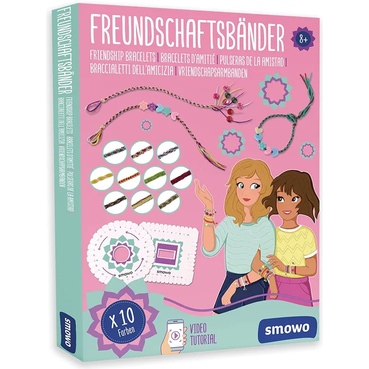 Smowo® Freundschaftsbänder Bastelset zum selber knüpfen - Armbänder basteln für Mädchen - inklusive Anleitung und Video Anleitung