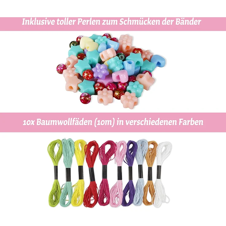 Smowo® Freundschaftsbänder Bastelset zum selber knüpfen - Armbänder basteln für Mädchen - inklusive Anleitung und Video Anleitung – Bild 5
