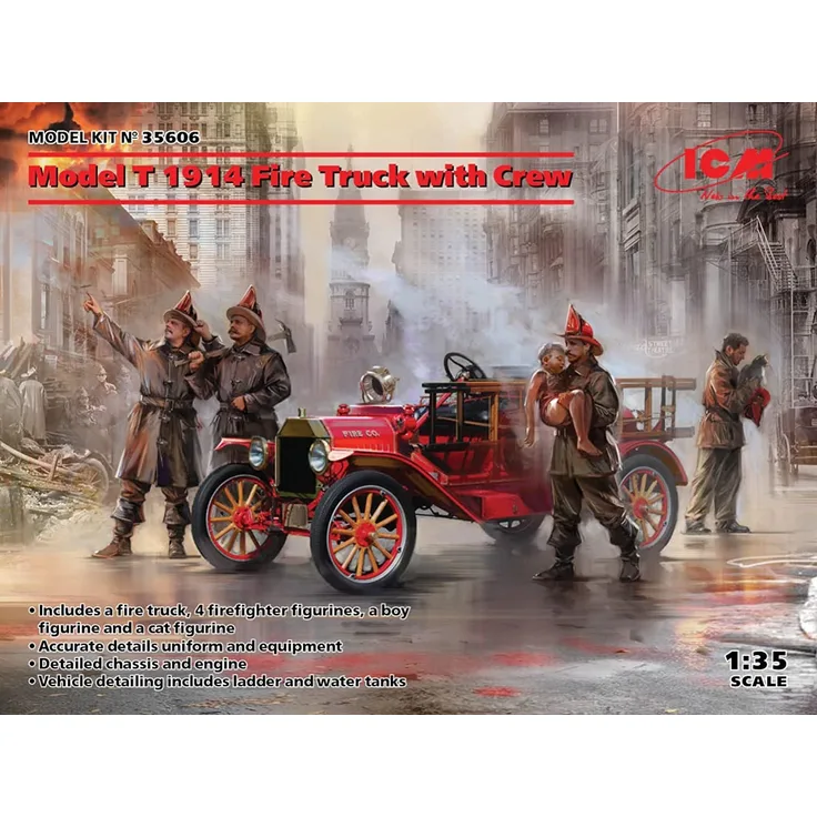 ICM 35606 Model T 1914 Fire Truck with Crew