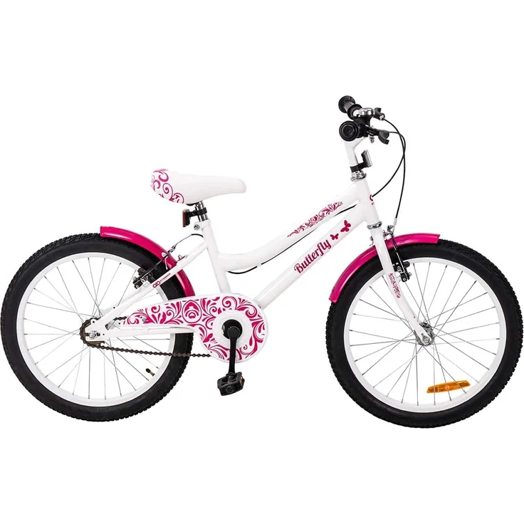 Kinderfahrrad Butterfly 20 Zoll Kinder Mädchen Fahrrad pink mit Fahrradständer (Weiß/Pink) – Bild 8
