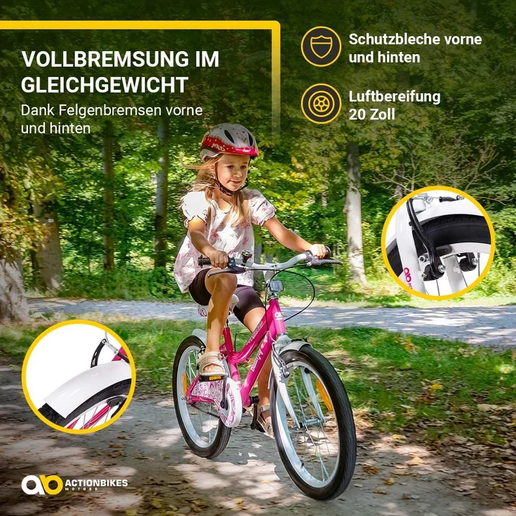 Kinderfahrrad Butterfly 20 Zoll Kinder Mädchen Fahrrad pink mit Fahrradständer (Weiß/Pink) – Bild 6
