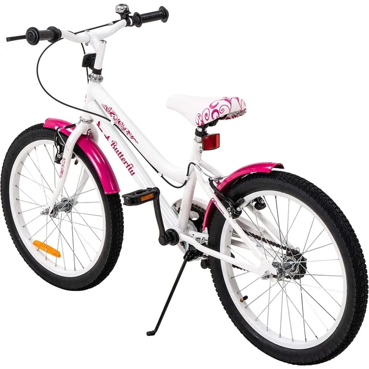 Kinderfahrrad Butterfly 20 Zoll Kinder Mädchen Fahrrad pink mit Fahrradständer (Weiß/Pink) – Bild 9