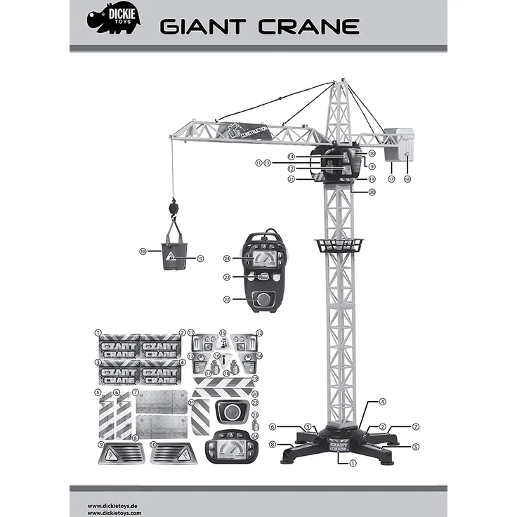 Dickie Toys 203462411 Giant Crane elektrischer Spielzeug Kran, ferngesteuert, 100 cm hoch – Bild 8