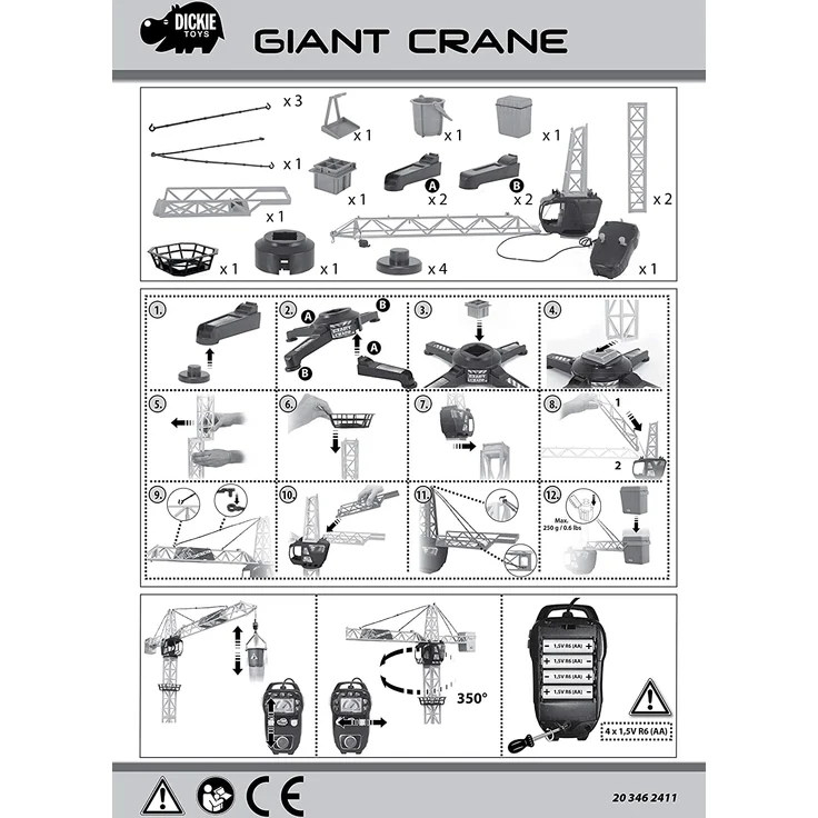 Dickie Toys 203462411 Giant Crane elektrischer Spielzeug Kran, ferngesteuert, 100 cm hoch – Bild 6