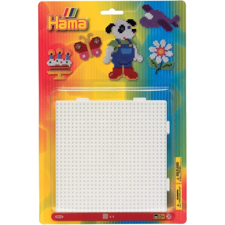 Hama 4553 - Stiftplatten zum Zusammenstecken, quadratisch, 4 Set, weiß